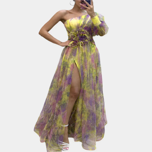 Vestido Mini Sexy com Estampa Irregular e Design Decotado nas Costas