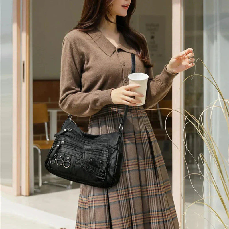 Olivia™ Charme Vintage | Bolsa Macia com Zíper