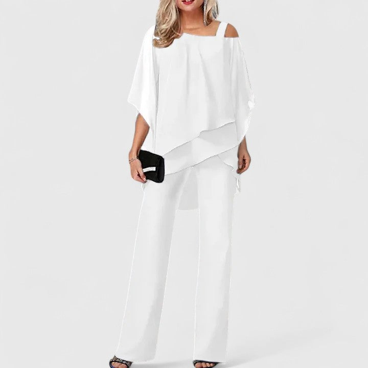 Serenity | Conjunto Elegante de Calça e Blusa em Dois Peças