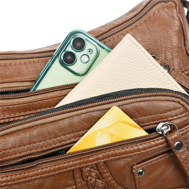 Olivia™ Charme Vintage | Bolsa Macia com Zíper