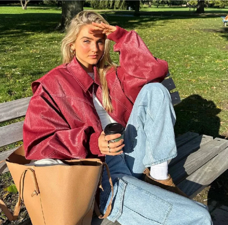 Faye™ - Jaqueta de Couro Oversized