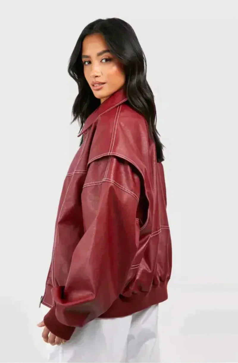 Faye™ - Jaqueta de Couro Oversized