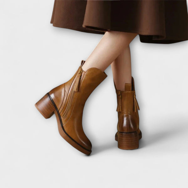Milana - Botas de Couro com Salto Médio