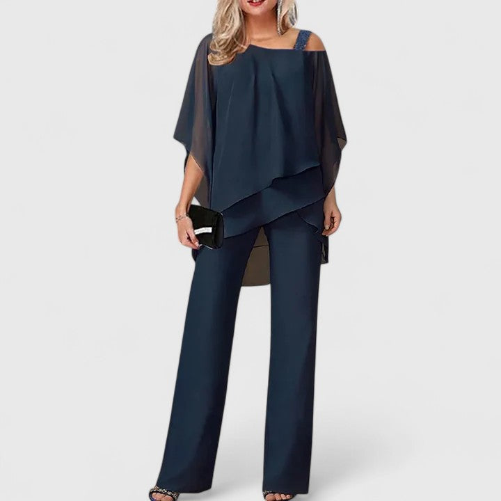 Serenity | Conjunto Elegante de Calça e Blusa em Dois Peças