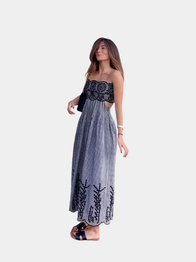 Vestido com padrão xadrez tradicional