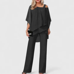 Serenity | Conjunto Elegante de Calça e Blusa em Dois Peças