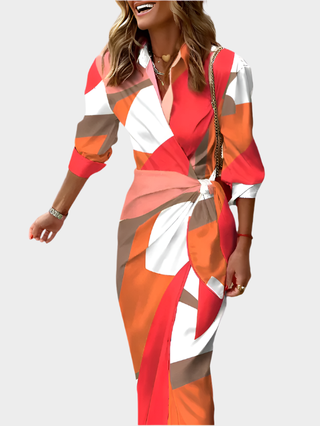 Vestido Midi com Estampa Listrada