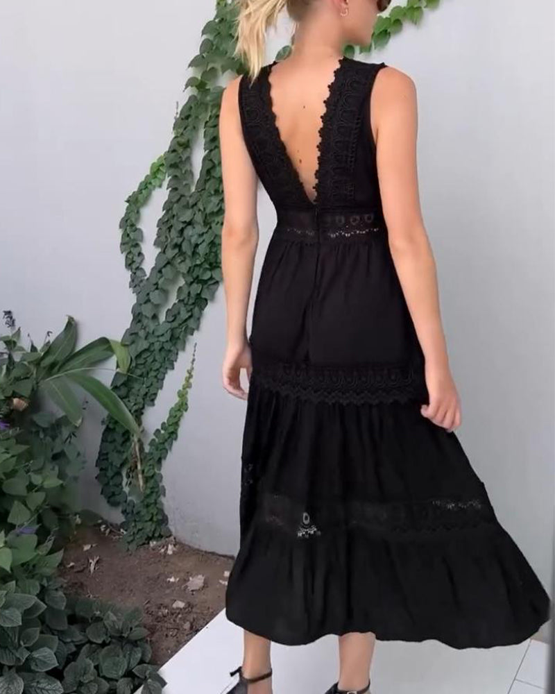 Eleni | Vestido Elegante com Renda e Decote em V