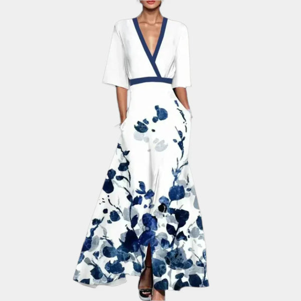 Vestido Floral com Decote em V