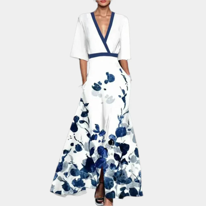 Vestido Floral com Decote em V