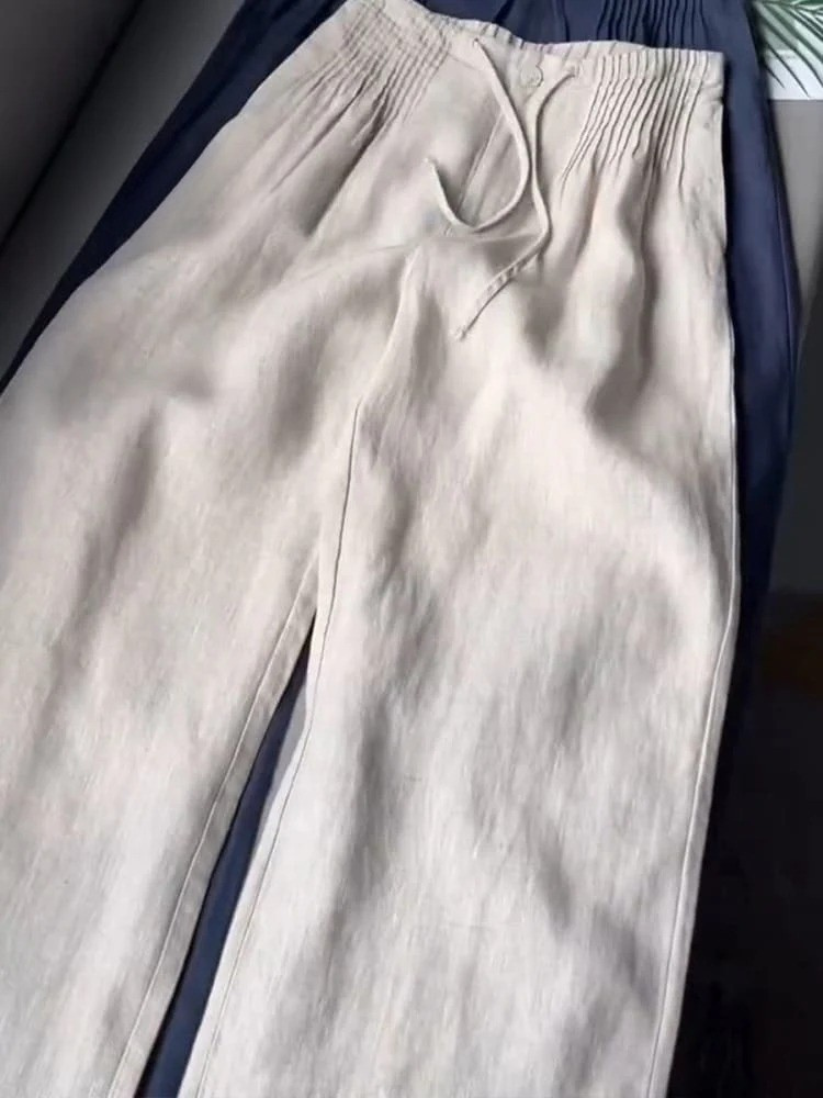 AMELINA – CALÇA CONFORTÁVEL DE LINHO PLISSADA