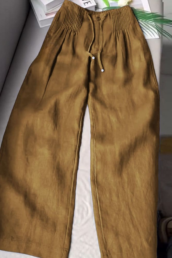 AMELINA – CALÇA CONFORTÁVEL DE LINHO PLISSADA