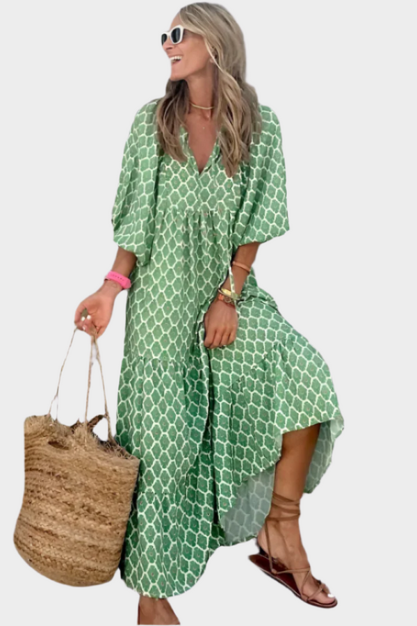 Vestido Arejado Geométrico