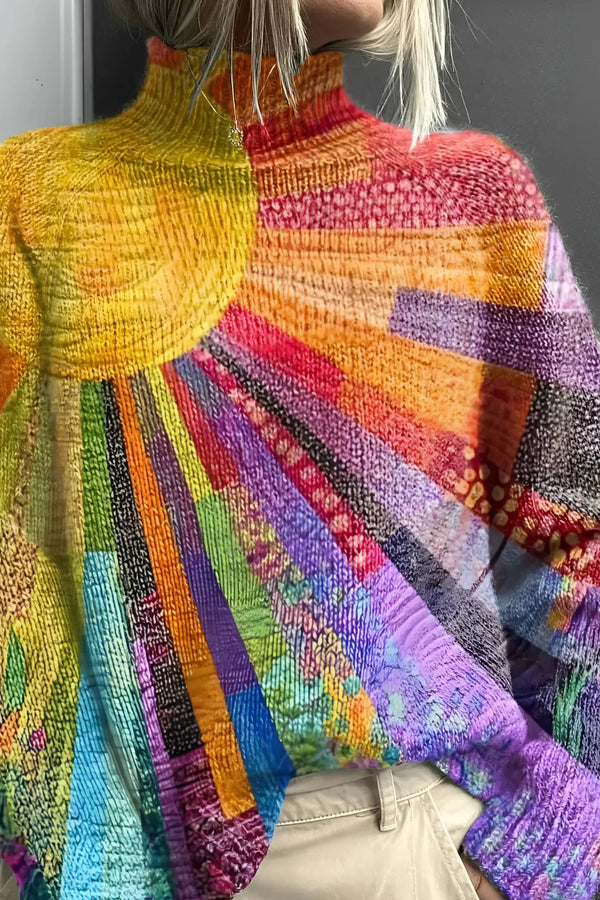 Fana | Suéter de gola alta vibrante e colorido