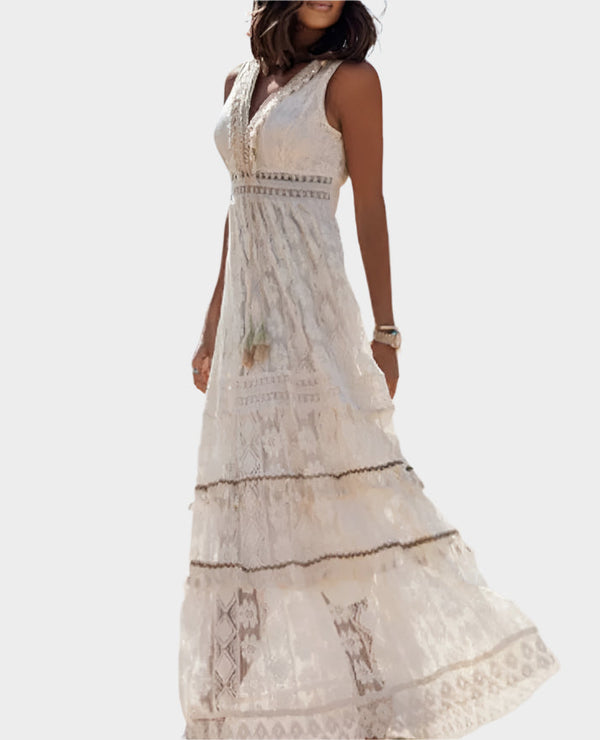 Vestido Retrô com Estilo Boho e Amarração