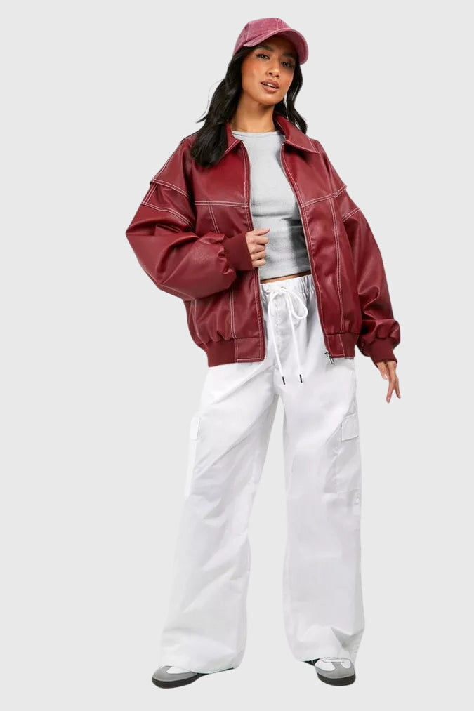 Faye™ - Jaqueta de Couro Oversized