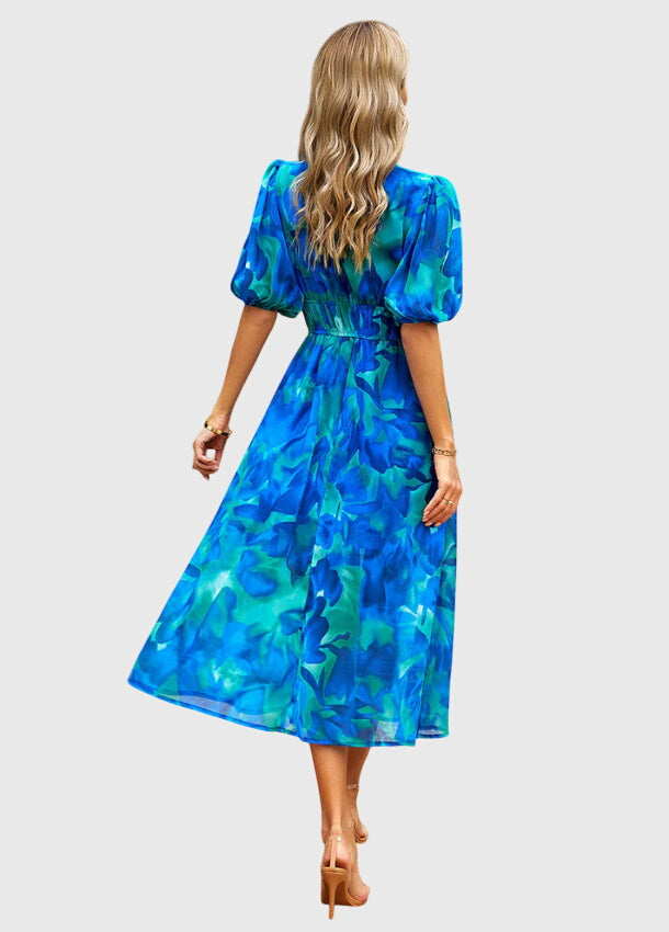Merlin™ | Vestido Midi Floral Que Valoriza a Silhueta