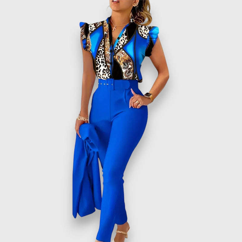 Conjunto de Duas Peças com Estampa de Onça Moderna