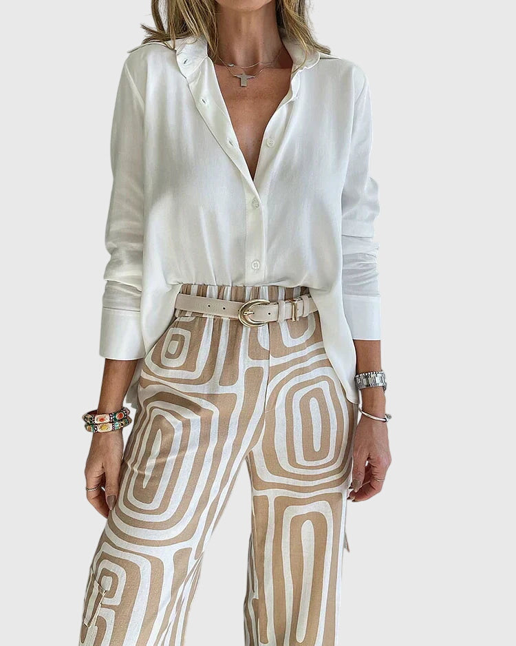 Emilia™ | Calças Estilosas + Blusa e Cinto Grátis