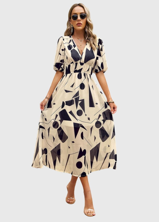 Merlin™ | Vestido Midi Floral Que Valoriza a Silhueta