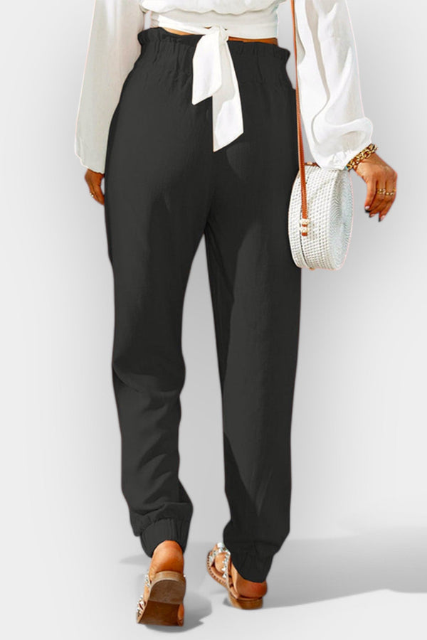 Calças femininas de cintura alta