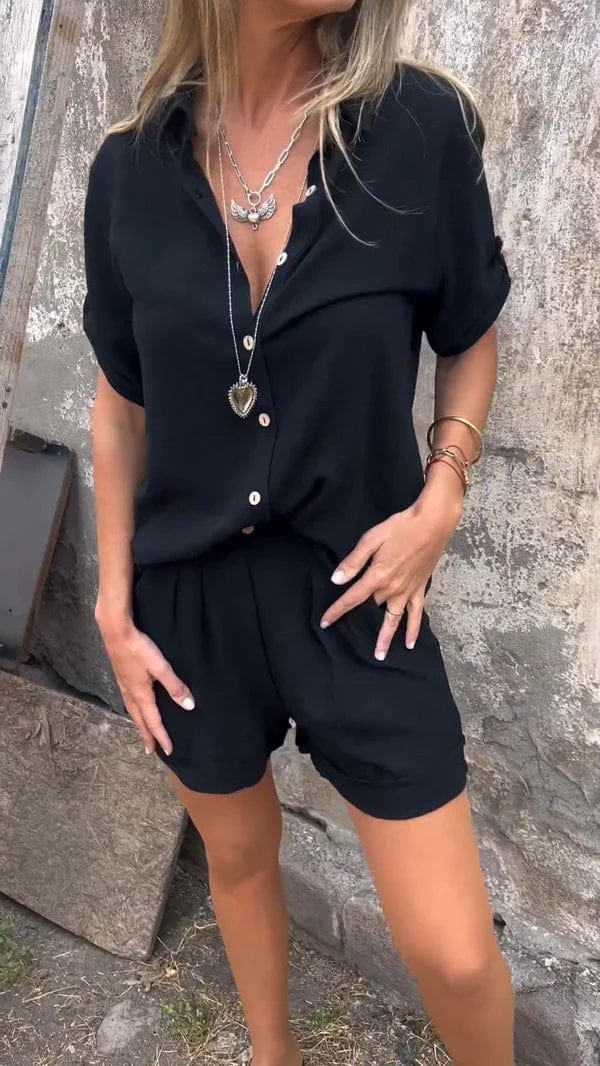 Linea | Conjunto Casual de Camisa e Shorts com Caimento Relaxado