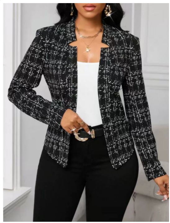 Ellie™ - Blazer Xadrez Chique