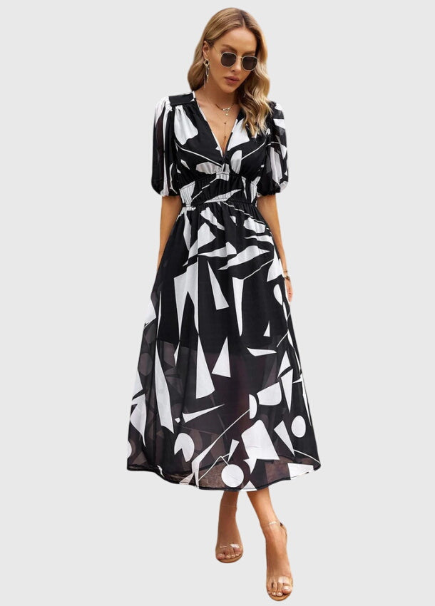 Merlin™ | Vestido Midi Floral Que Valoriza a Silhueta