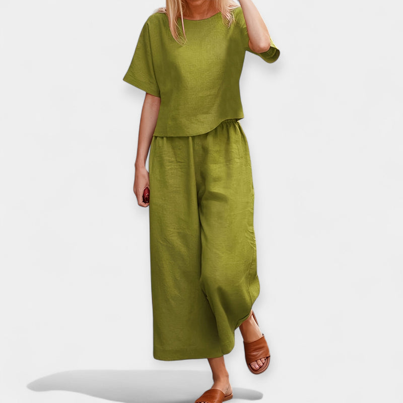 Conjunto de Calças Leves com Blusa de Manga Curta