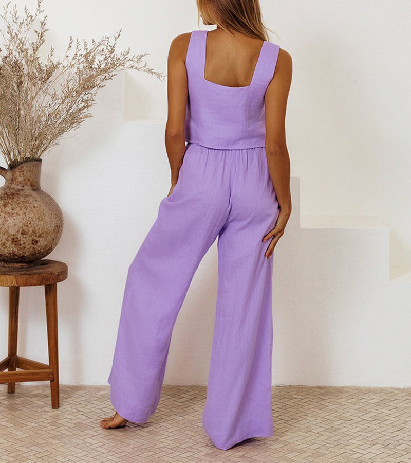 Evelyne | Conjunto de Blusa Minimalista de Luxo e Calça Pantalona
