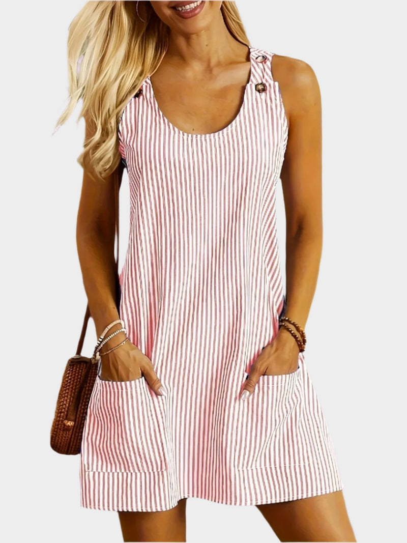 Vestido Listrado Sem Mangas