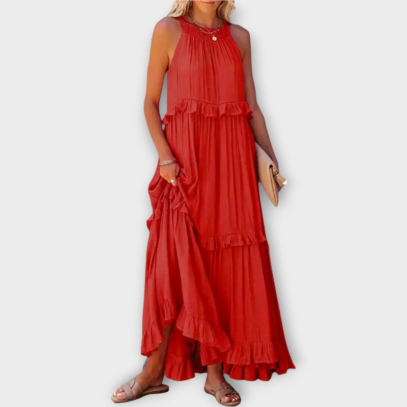 Vestido com Alças Finas e Linha Elegante