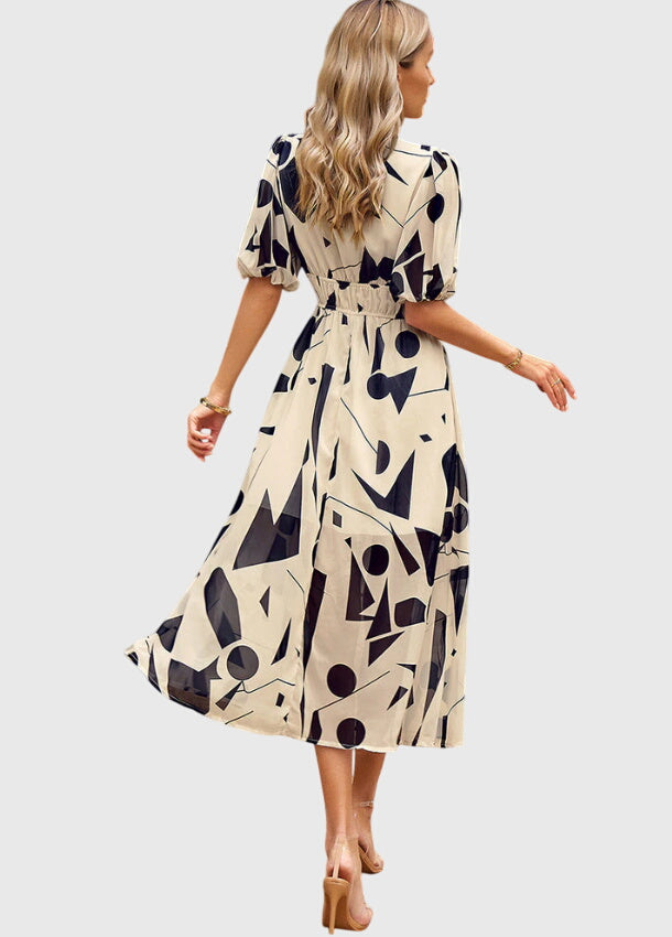Merlin™ | Vestido Midi Floral Que Valoriza a Silhueta