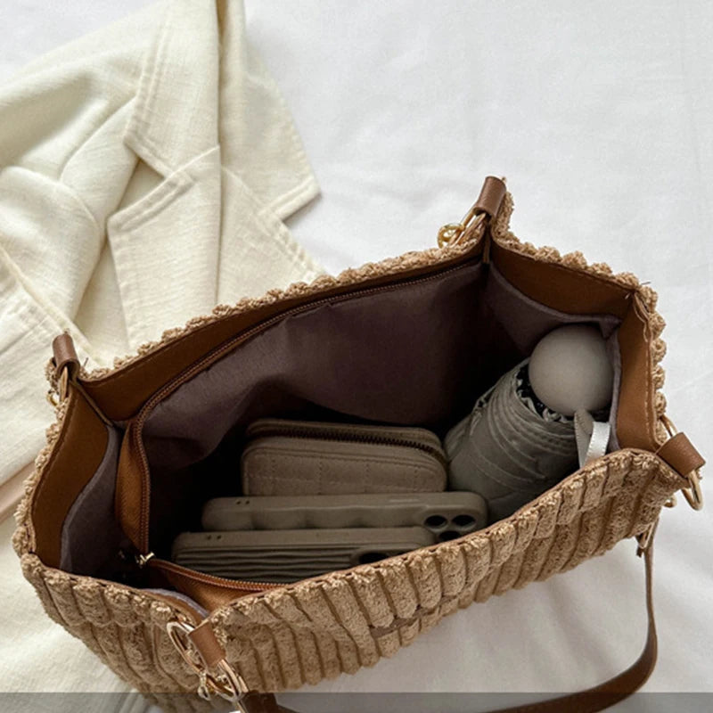 Layla™ - Bolsa Tote Elegante de Veludo Cotelê