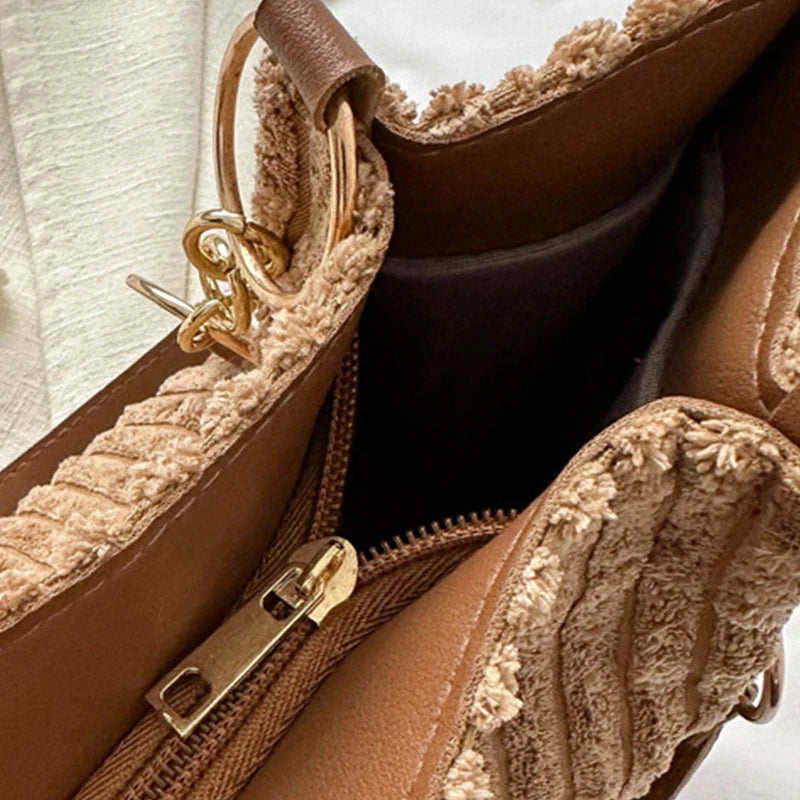 Layla™ - Bolsa Tote Elegante de Veludo Cotelê