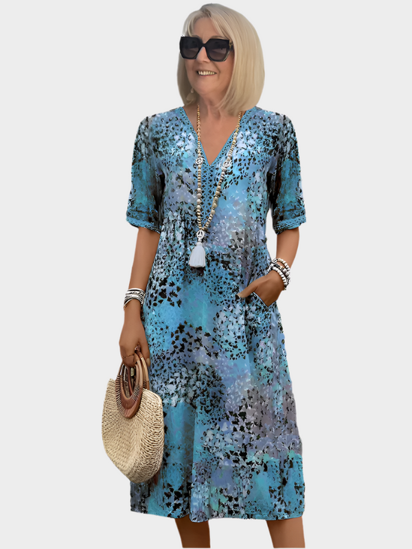 Vestido Midi Vibrante com Bolsos
