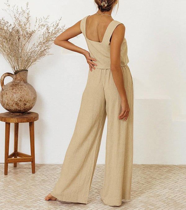 Evelyne | Conjunto de Blusa Minimalista de Luxo e Calça Pantalona