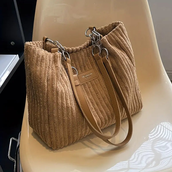 Layla™ - Bolsa Tote Elegante de Veludo Cotelê