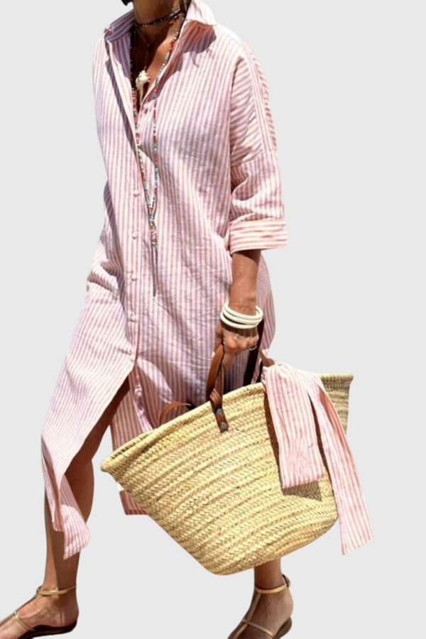 Ellen™ | Vestido Listrado Clássico