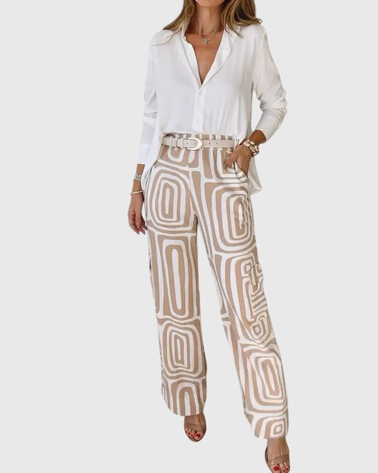 Emilia™ | Calças Estilosas + Blusa e Cinto Grátis