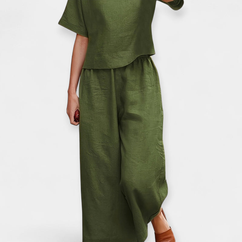 Conjunto de Calças Leves com Blusa de Manga Curta