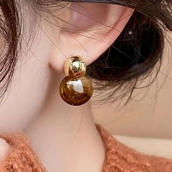 Brincos Pingente Aurélie Amber | Ouro