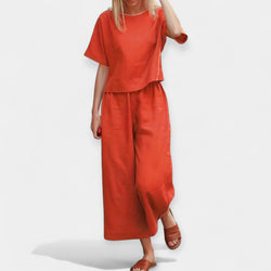 Conjunto de Calças Leves com Blusa de Manga Curta