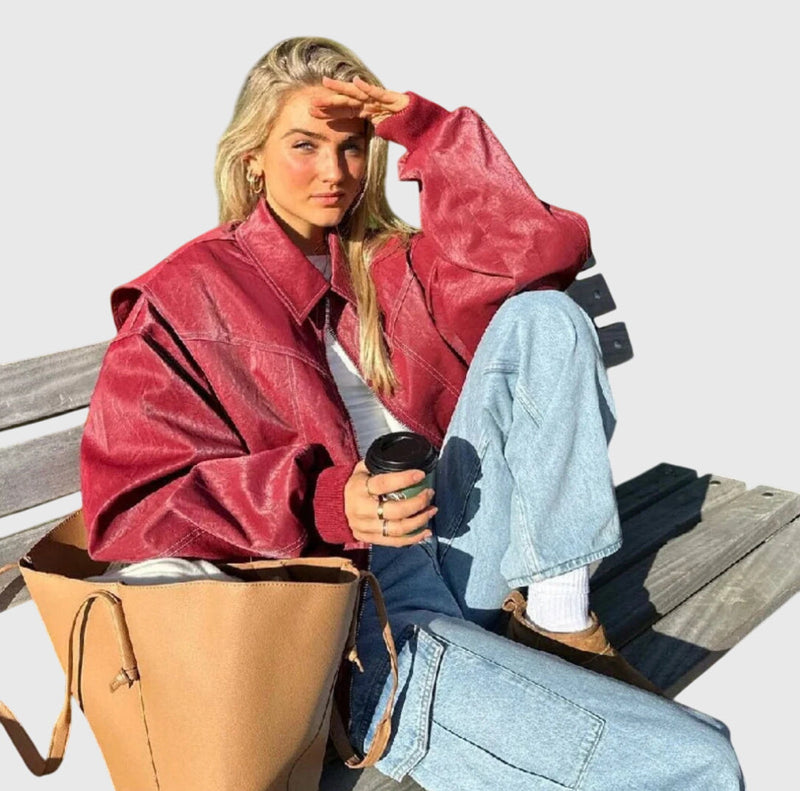 Faye™ - Jaqueta de Couro Oversized