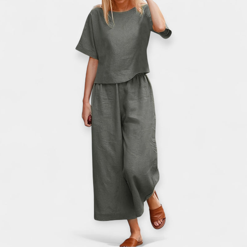 Conjunto de Calças Leves com Blusa de Manga Curta