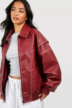 Faye™ - Jaqueta de Couro Oversized