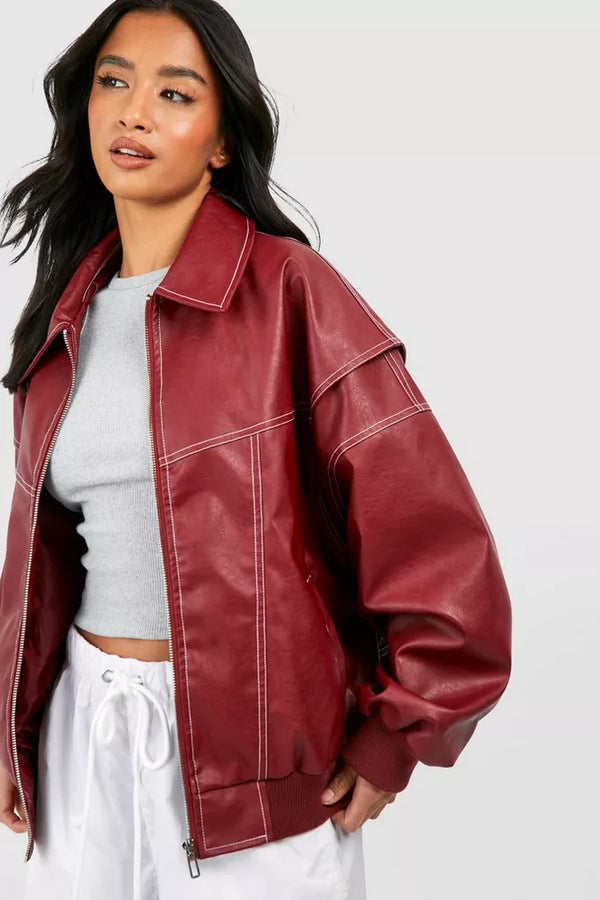 Faye™ - Jaqueta de Couro Oversized