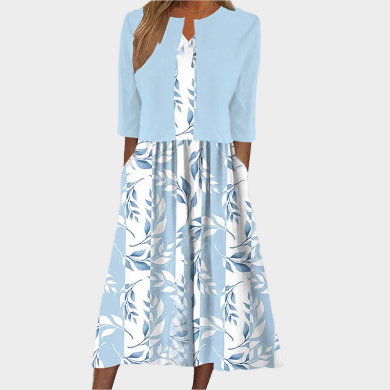 Vestido Midi Arejado com Jaqueta Elegante