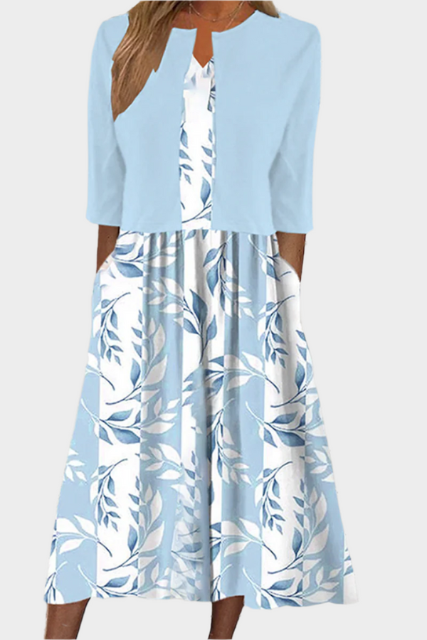 Vestido Midi Arejado com Jaqueta Elegante