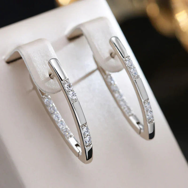 Brincos Exquisitos de Zircônia | Ouro Branco